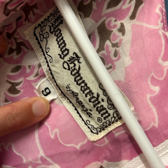 Young Edwardian Pink and brown groovy long sleeve mini dress - Picture 3 of 5